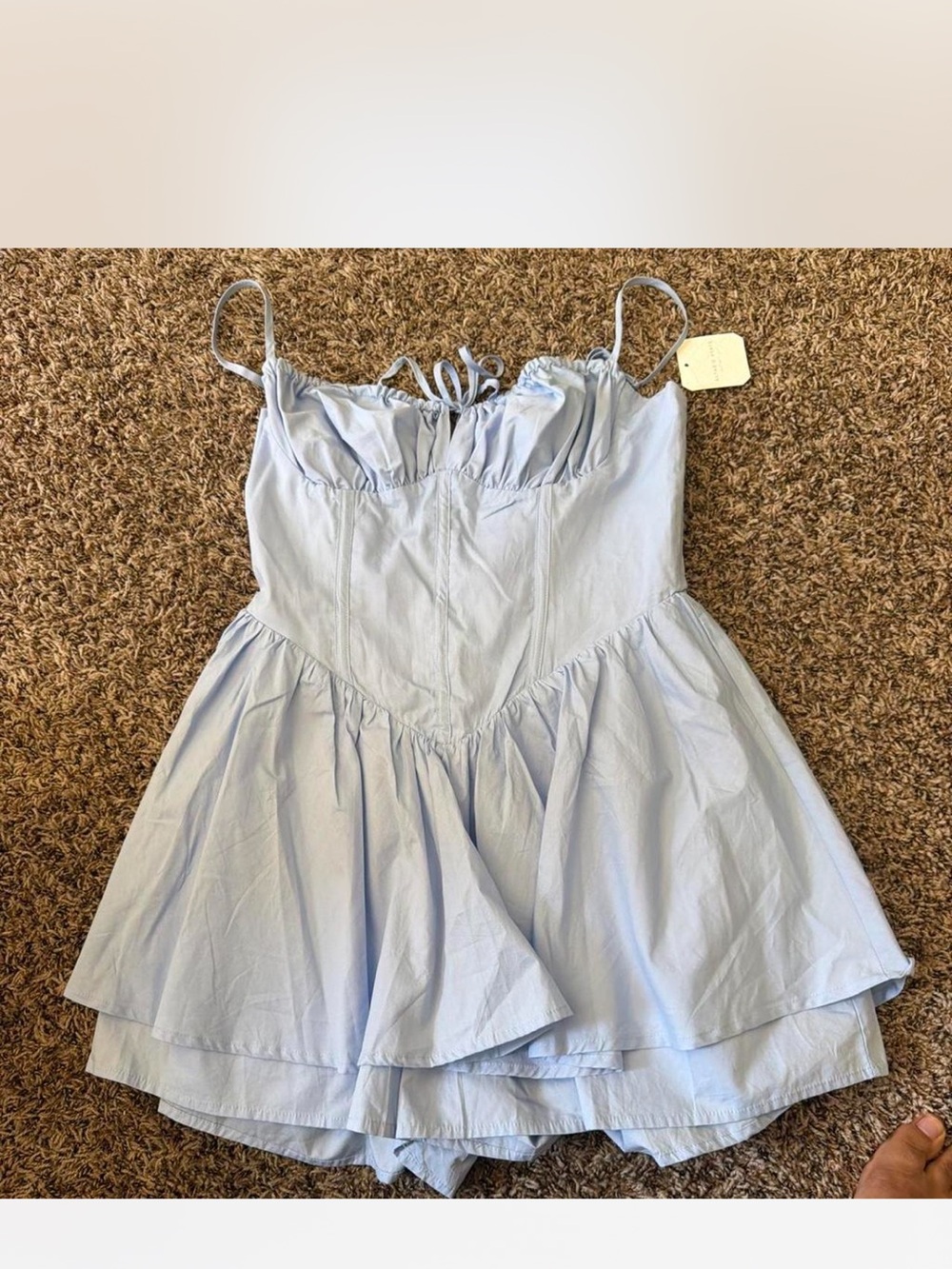 Altar'd State Light Blue Ruffled Bust Camisole Romper